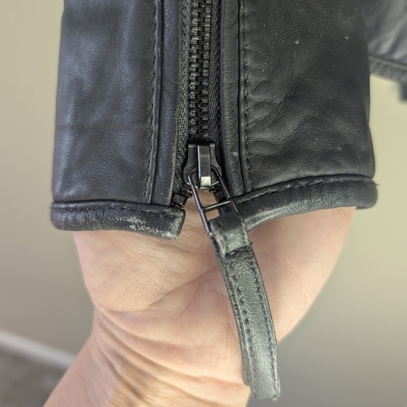 Tahari Black Leather Jacket for Women - Picture 10 of 16